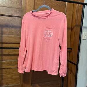 Ivory Ella Pink Long Sleeve Purple Elephant Shirt Small Distressed Vintage Wash